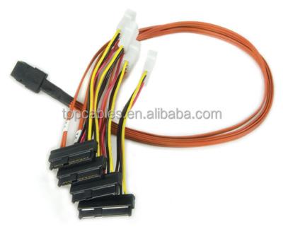 China Custom MiniSAS Fire Delay 36P to 29P SFF 8482 SFF 8087 to 4 and MOLEX 4 Left Pin Cable for sale