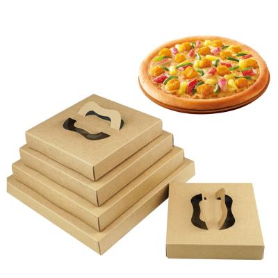 China New Type Recyclable Kraft Paper Pizza Box Cardboard Food Box With Window Disposable Packaging Box for sale