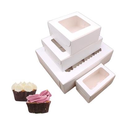 China Cheapest Recyclable Custom Biodegradable Cake Wrapping Paper Gift Clear Window Box With Tray Insert for sale