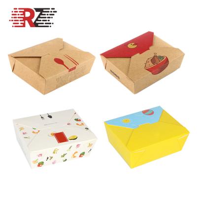 China Recyclable Customized Printed Folding Fried Chicken Free Sample Printed Take Out Paper Boxes for sale