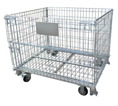 China Foldable Logistics equipment Heavy duty PA casters metal storage wire mesh containers at the best price for sale