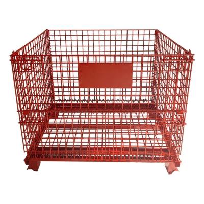 China Foldable 2000 capacity heavy duty storage stacked metal cage folding pallet boxes at the best price for sale