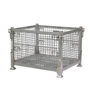 China Foldable Storage stacked metal iron hanging cage Q235 material folding pallet boxes at the best price for sale