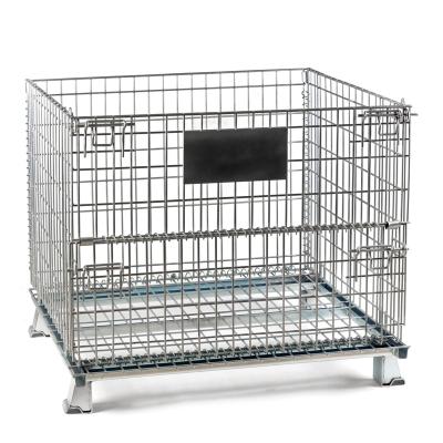 China Foldable 1000kg load-bearing forklift safety cage metal storage wire mesh container at the best price for sale