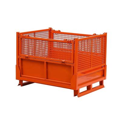 China Foldable Enhanced Storage Capacity 1200kgs Auto Parts Warehouse Storage Cage Stackable Foldable Steel Pallet Box for sale