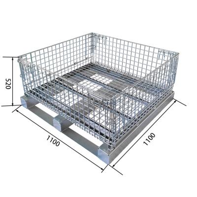 China Stackable Movable Customizable Heavy duty 1000kg warehouse pallets metal storage racks Folding metal baskets storage cages for best quality for sale