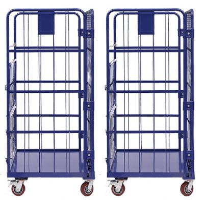 China Foldable Logistics supermarket customized foldable high-quality powder coating logistics rolling carts for sale