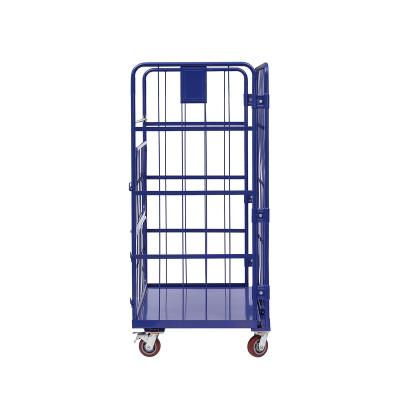 China Foldable Basement supermarket custom foldable 500kg powder-coated logistics roller cart for sale