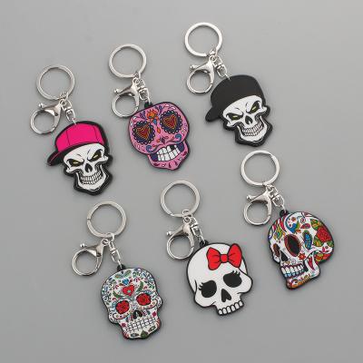 China Wholesale Hallowmas Acrylic Keychai Acrylic Printing Multi Style Skull Key Chain Customized Any Design for sale