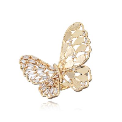 China Copper Basic Punk Fashion Trend New Arrival Adjustable Butterfly Finger Ring Jewelry for sale