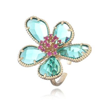 China Basic Punk Vivid Flower Copper Fashion New Arrival Adjustable Butterfly Ring Jewelry for sale