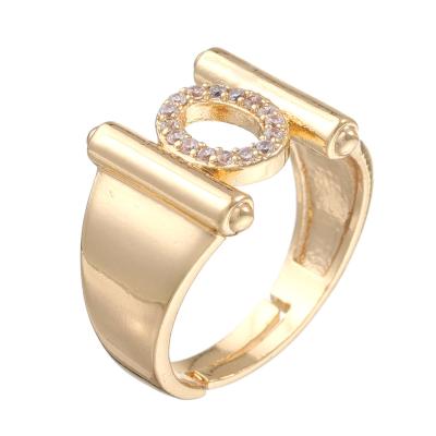 China FASHIONABLE high quality 18K gold copper plated zircon micro-inlaid ring, hip hop ring for men and women for sale