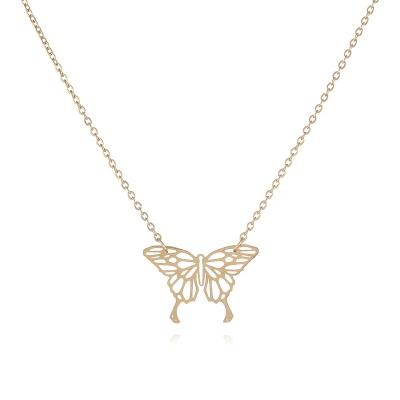 China Fashion Trendy Stainless Steel Gold Plated Butterfly Necklace for sale