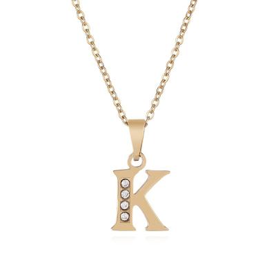 China Trendy Fashion Stainless Steel With Rhinestone Name Letters Pendant Necklace Jewelry for sale