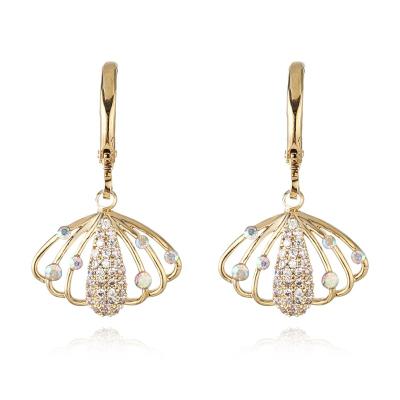 China CLASSIC fashion jewelry made in china copper zircon stones sea life shell dangle earring wholesale for sale