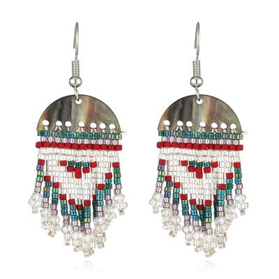 China BOHEMIA Fashion Bohemian Style Handmade Shell Beads Tassel Drop Earring, Jewelry For Women for sale