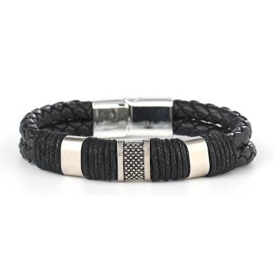 China Trend CLASSIC Fashion Jewelry PU Wrap Men Leather Bracelet Wholesale for sale