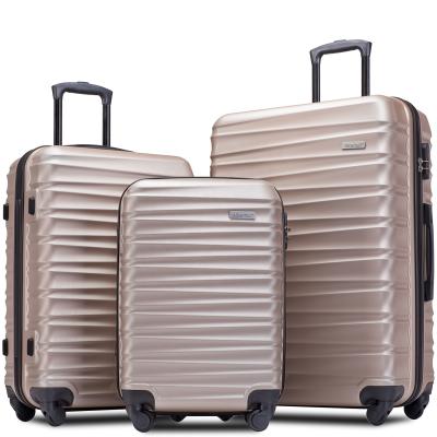 China Lightweight Hardside Fashion 3 Piece ABS Trolley Luggage Set With Cheap Spinner Suitcase for sale