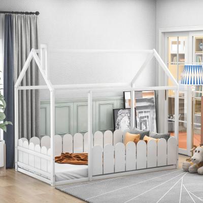 China Twin Height Wooden Bed (Other) Bedroom Bed Frame Adjustable With Fence, For Kids, Teens, Girls, Boys for sale