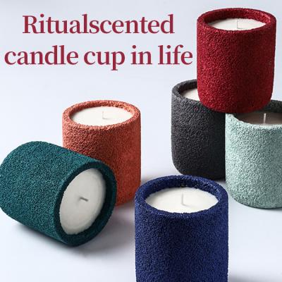 China Fashionable ceramic candle cement coral cup scented candle cup fragrance candle jar scented candles without jars scented candle amberjar for sale