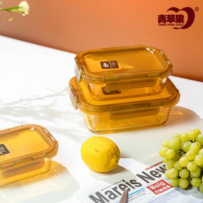 China Apple Green Microwave Food Container Hot Sale Viable Safe Glass Leak Proof Bento Lunch Box Meal Preparation Storage Food Container for sale