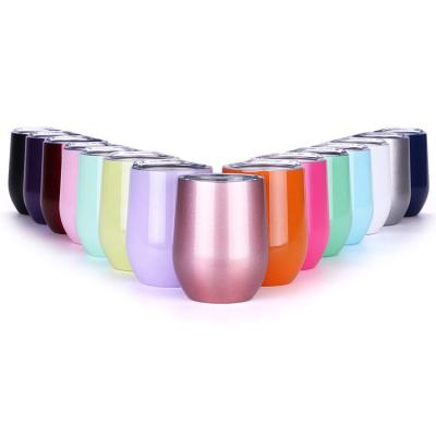 China Best Selling Custom Made Modern Double Wall Stainless Steel Egg Shape Wine Drinking Glasses Tumbler Cups for sale