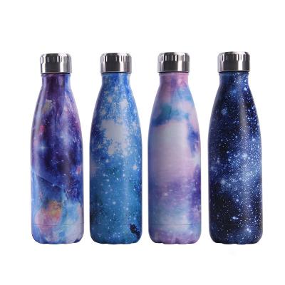 China Customized Modern Wholesale BPA Free Double Wall 500ml Vacuum Insulated Cola Shaped Water Bottle With Starry Sky Design for sale