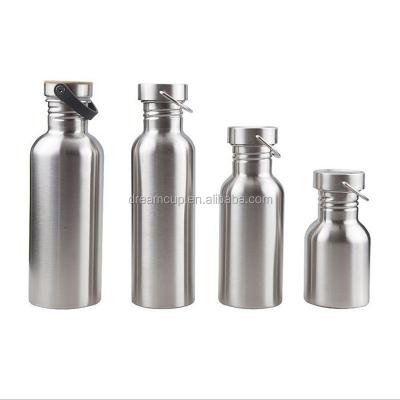 China 2017 modern popular single wall stainless steel sport water bottle with bamboo lid for sale