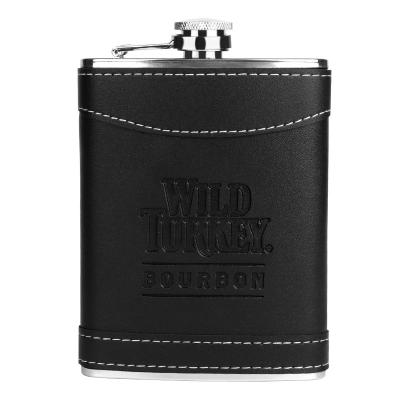 China 304 Metal Double Wall Hip Flask With Leather Wrapped For Father's Day Gift for sale