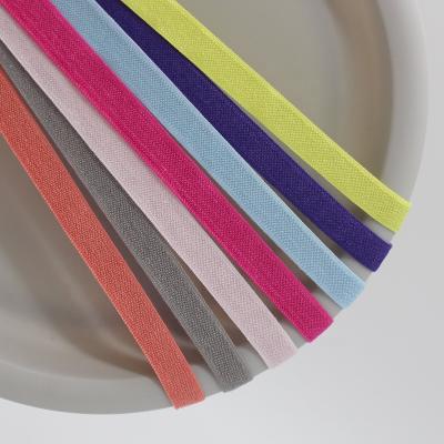 China 17 Color 10mm Shiny Elastic Running Solid Fold Over Elastic Band Hair Tie Headbands Dress Up Lace Trim DIY Sewing Accessories for sale