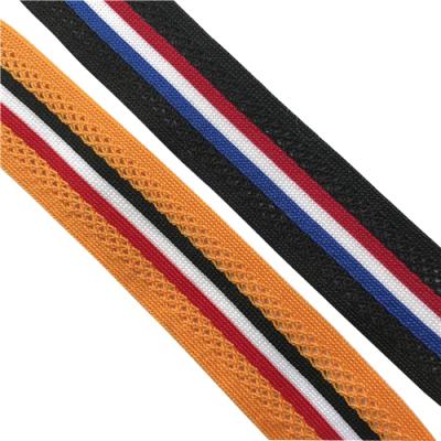 China Rainbow Face Color Multi Rib Plain Poly Mesh Tape Knit Sports Woven Knitted Tape Trim Tape for sale