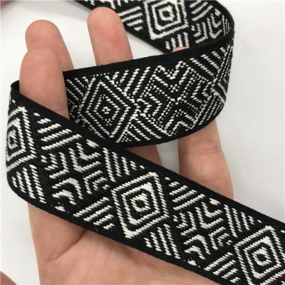 China Wholesale High Tenacity Geometric Polyester Jacquard Ribbon Webbing Lace Trim Decorative For DIY Crafts And Gift Wrapping for sale