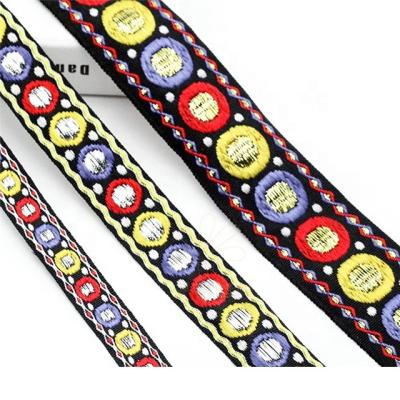 China Custom Viable Fashion Style New Multi Color Mirror Jacquard Ribbon Stock Trimming for sale