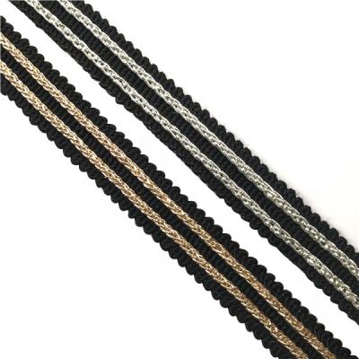 China Wholesale Custom Cheap Gold Thickness Woven Braid Trim Hat Decoration Metal Polyester for sale