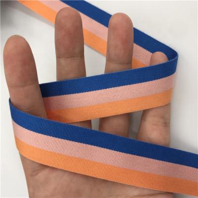 China High tenacity 25mm polyester webbing pink/orange/navy striped tape from webbing factory sale china for sale