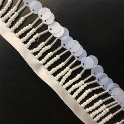 China New 2019 Viable Trending Wholesale Sequin Fringe Handmade Lace Band Embellishments For Dresses for sale