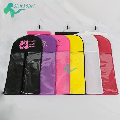 China Recyclable Transparent Wig Storage Bag Dustproof Protect Pocket Zipper Nonwoven Bag for sale