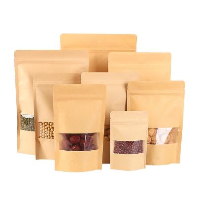 China Larger View Image Share Holder Moisture Proof Up Zipper Brown Kraft Paper Food Storage Doypack Packaging Resealable Ziplock Pouches Bag With Cl for sale