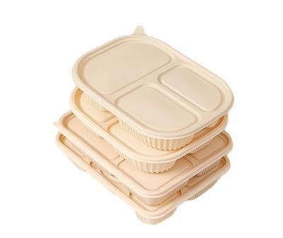 China Recycled Materials Wholesale 1-6 Compartments Disposable Plastic Takeout Food Lunch Packing Box for sale