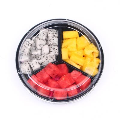 China Recycled Plastic Materials Disposable Fruit Box Tray Box Round Transparent With Lid Doggie Box for sale