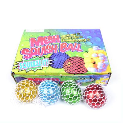 China Toy Promotional Newest Custom Soft Anti Stress Ball Led Mesh Squeeze With Colorful Water Lightweight Squishy Beads Led Toys Unisex for sale