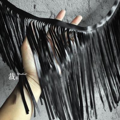 China Colorful And Fashion Western Fringe Style Cowgirl Jacket Common Leather Tassel Fringe PU Trim For Bag/Dress for sale