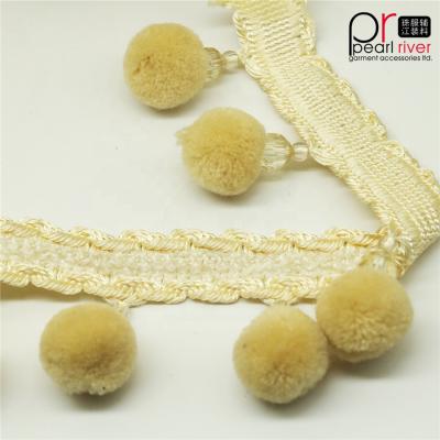 China New Pom Pom Fringe Trim Design Ball Fringe For Window Decoration Pom Pom Curtain Fringe for sale