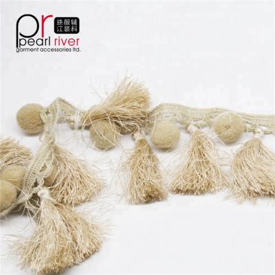 China Pom pom fringe trim tassel fringe trimmings pom pom tassel fringe for curtain for sale