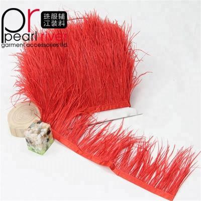 China Trimming Fringe Feather Fringe Trims Red Color Ostrich Feathers Trims Artificial Ostrich Feathers for sale