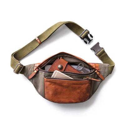 China Fashion Leather Canvas Women and Men Anti-theft Custom Fanny Pack Running Sport Waist Bag for sale