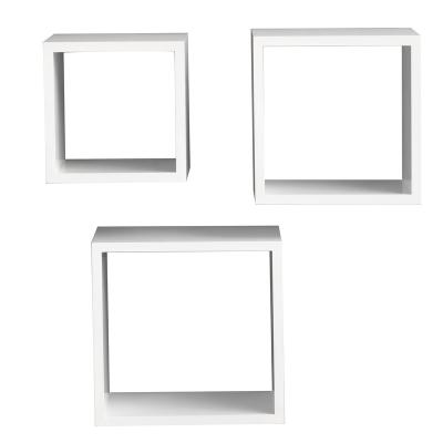 China High Gloss White Wall Mounted Floating Storage Shelf MDF Wall Shelf Set Of 3 For Living Room for sale