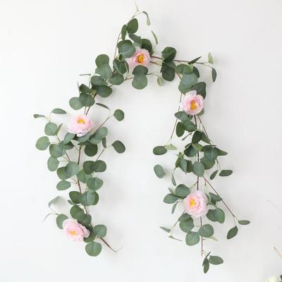 China Various Styles Simulation Artificial Vine Rose Flower Garland For Wedding Backdrop Arch Wall Decor for sale