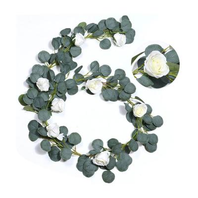 China Various Styles OEM Touch Faux Silkwall Real Hanging Artificial Eucalyptus Leaves Garland For Wedding for sale