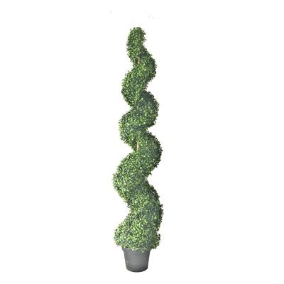 China Eco - Friendly Outdoor Artificial Boxwood Triple Topiary Ball Trees UV Rated Potted Plants for sale